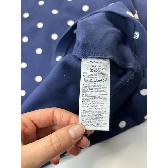 Old Navy Dress Women's 4X Navy Blue & White Polka Dot Short Sleeve Sheath - Picture 6 of 7